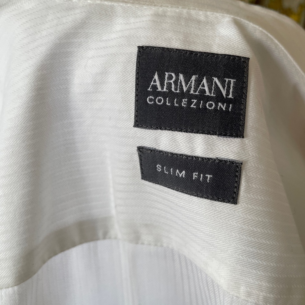 Armani Collezioni White Casual Button Down Shirt - Picture 6 of 8